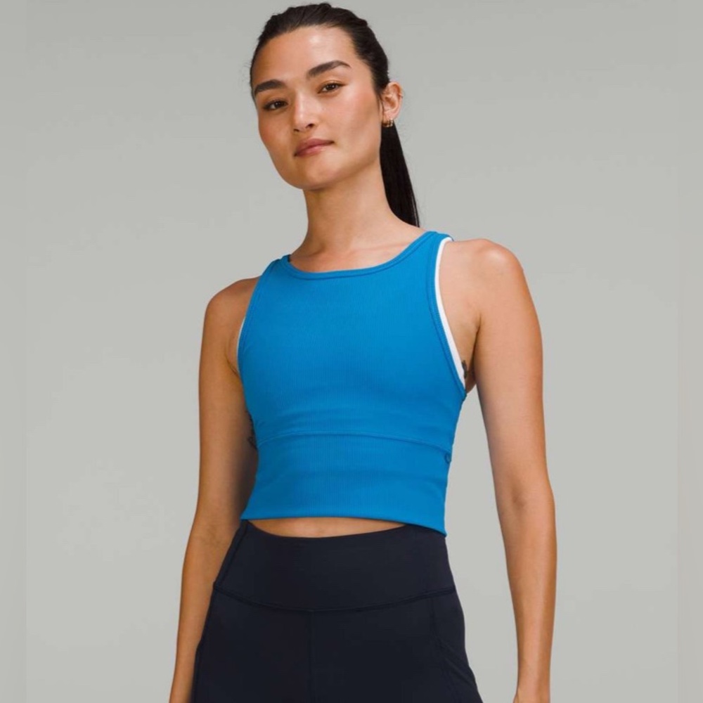 Lululemon Power Pivot Ribbed Tank Top Poolside Size 4